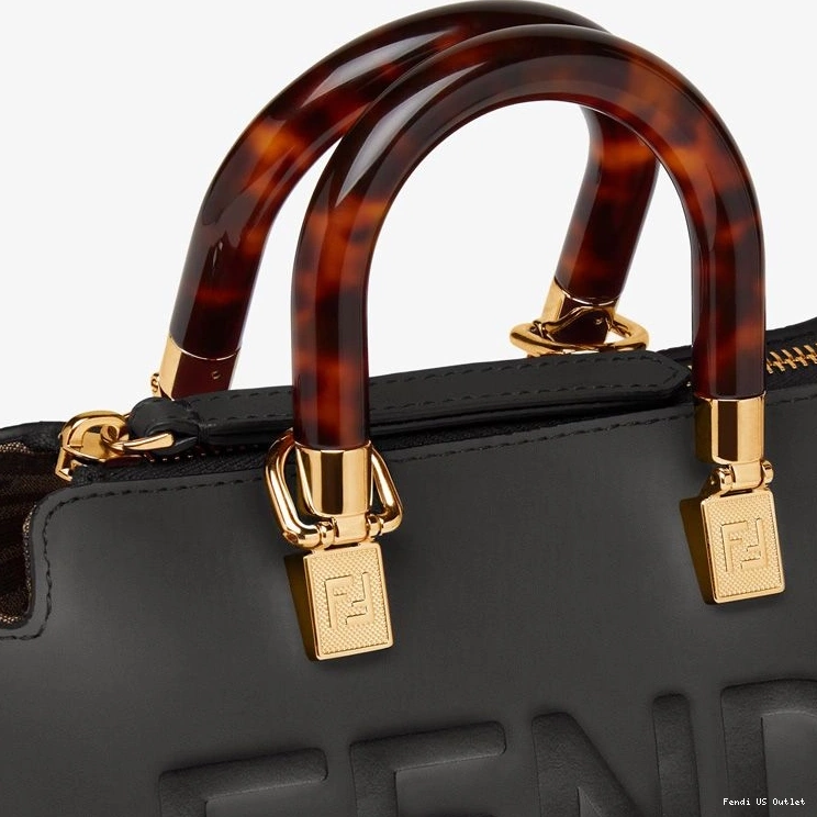 Affordable HOT Bag Logo Boston Fendi By Leather Black ROMA The In Calf Way Mini 0713